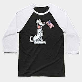 American Flag Great Dane Dog Love Baseball T-Shirt